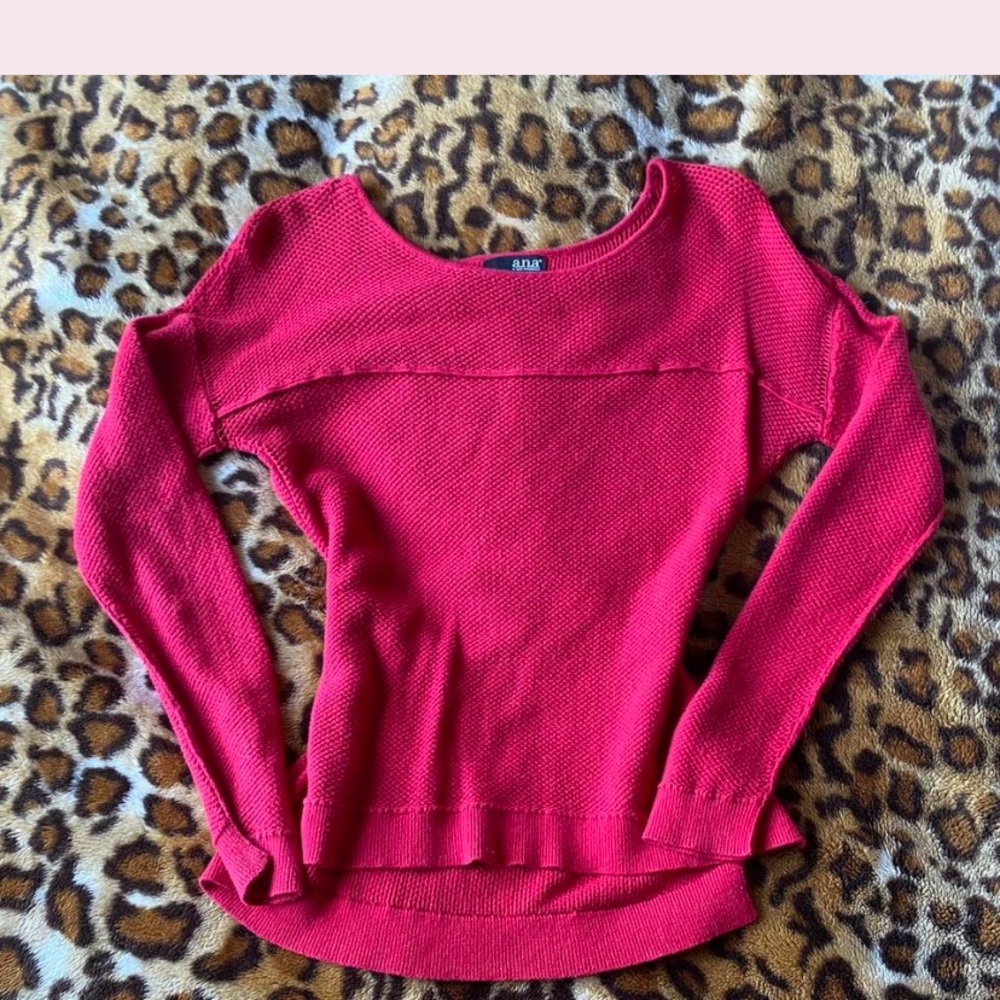 a.n.a Red Crew Neck Sweater Vibrant Style